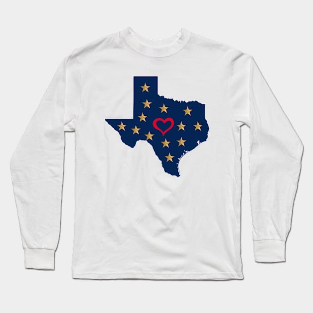 Texas Love and Shining Stars in the Lone Star State Long Sleeve T-Shirt by Star58